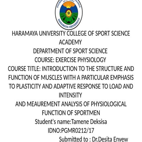 EXERCISE physiology PPT BY TAMENE DEKSISA