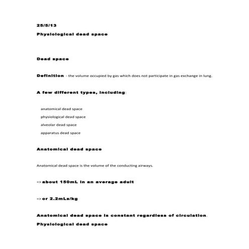 physiological dead space and its measurements