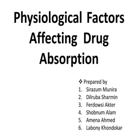 Physiological factors of drug absorption
