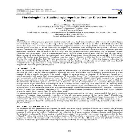 Physiologically studied appropriate broiler diets for better chicks