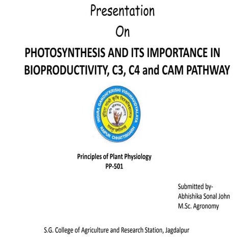Photosynthesis and its importance in C3, C4 and CAM pathways