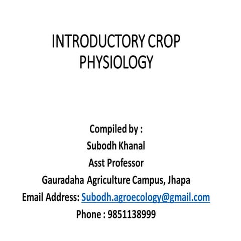 Introduction to crop physiology 