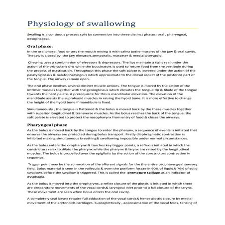 Physiology of swallowing