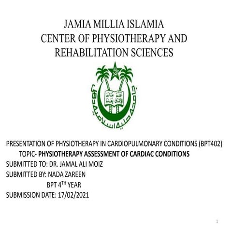 Physiotherapy assessment of cardiac conditions
