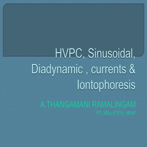 Physiotherapeutic uses of currents