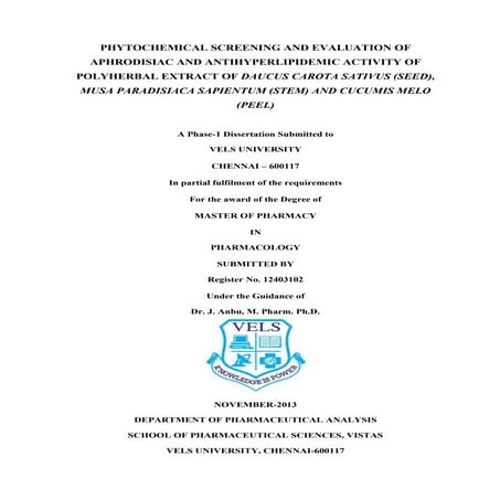 Phytochemical screening and evaluation of aphrodisiac and antihyperlipidemic ...