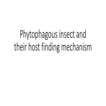 Phytophagous insect and their host finding mechanism