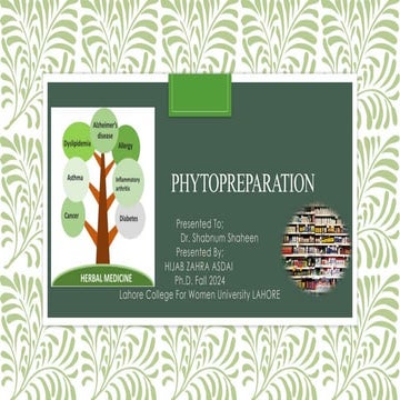 Phytopreparation extraction method and standardization of phytomedicine