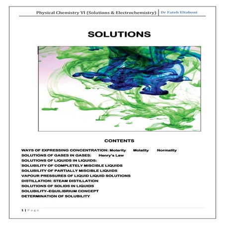 Solutions and electrochemistry
