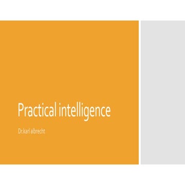 Practical Intelligence