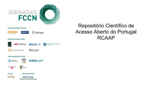 Jornadas 2015: RCAAP: Parte I