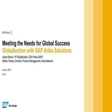 Meeting the Needs for Global Success: Globalization with SAP Ariba Solutions