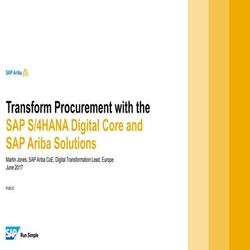 Transform Procurement with the SAP S/4HANA Digital Core and SAP Ariba Solutions