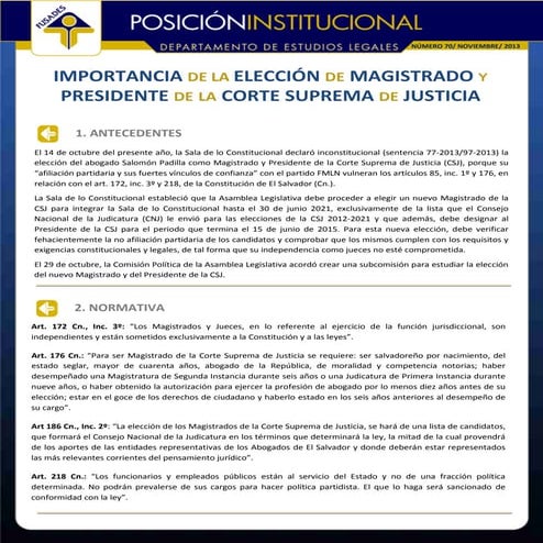 Importancia de la elección de Magistrado y Presidente de la Corte Suprema de ...