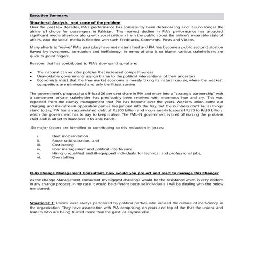 CASE STUDY-Pakistan International Airlines