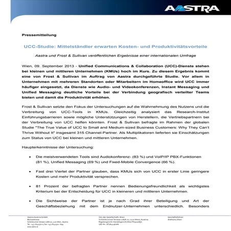 Aastra und Frost & Sullivan Studie