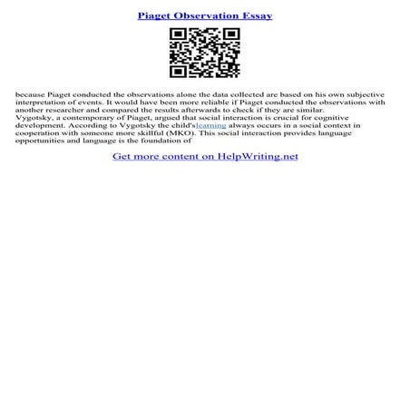 Piaget Essay