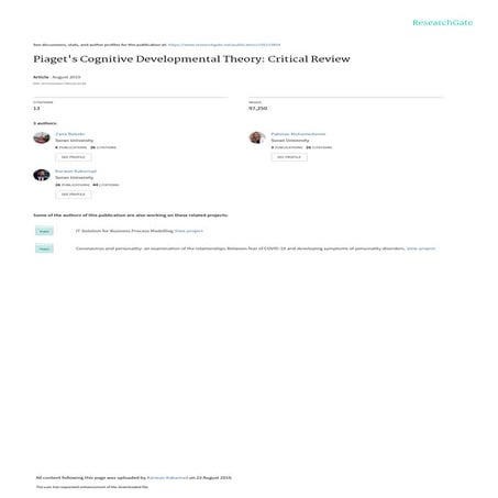 Piagets cognitivedevelopmentaltheorycriticalreview