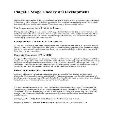 Piaget theory of develofment