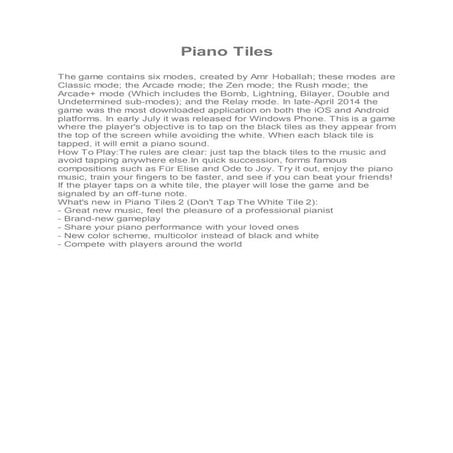Piano tiles | DOCX