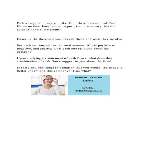 Pick a large company you like. Find their Statement of Cash Flow.docx