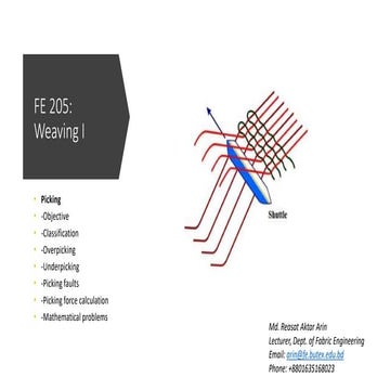 PICKING for textile engineering students major in Fabric