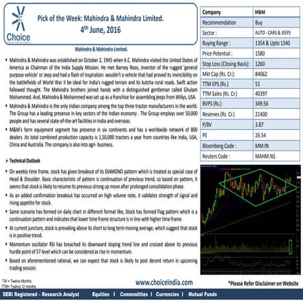 Pick of the week  mahindra &amp; mahindra limited