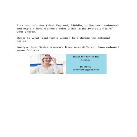 Pick two colonies (New England, Middle, or Southern colonies) | DOCX
