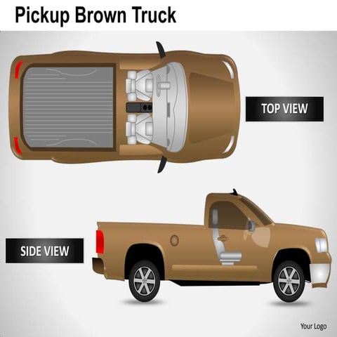 Pickup brown truck side view powerpoint presentation templates