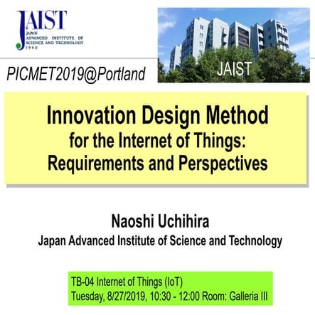 IoT Innovation Design Method (Picmet2019 Presentation)
