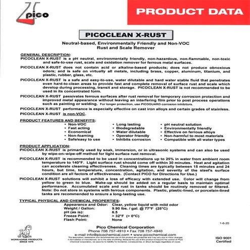 Picoclean x rust pd 010620 | PDF
