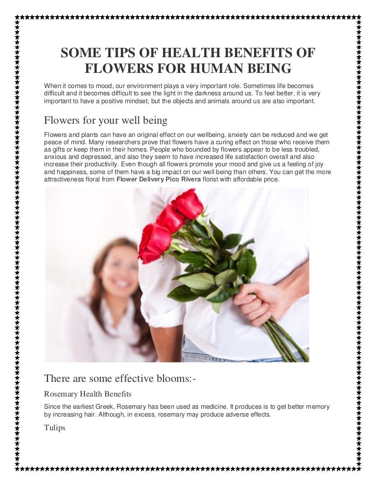 SOME TIPS OF HEALTH BENEFITS OF FLOWERS FOR HUMAN BEING