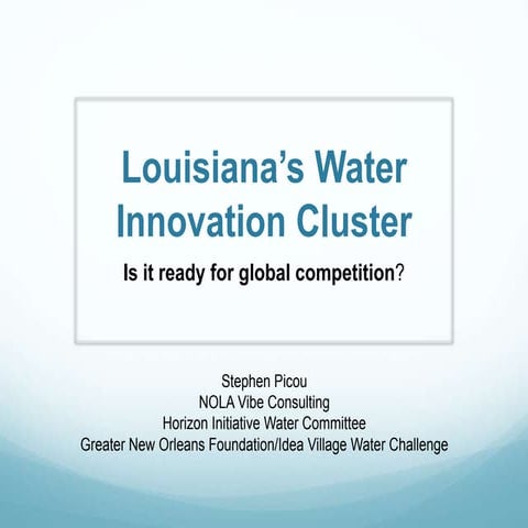 Louisiana's Water Innovation Cluster: Is It Ready for Global Competition? A P...