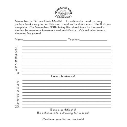 Picture book month Grades 2-6