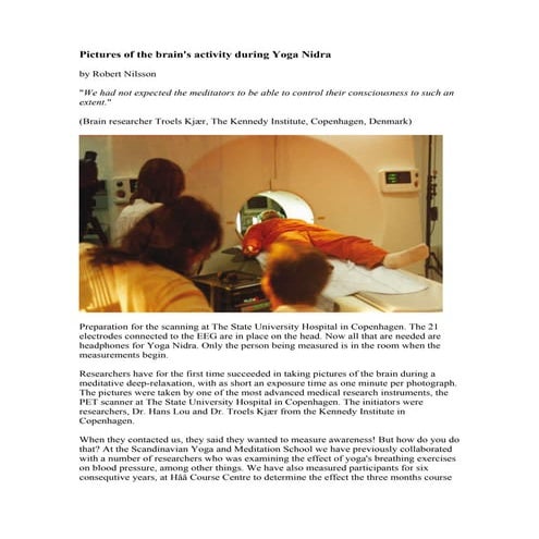 Pictures of the brain's activity during Yoga Nidra