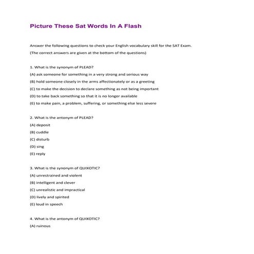 Picture These Sat Words In A Flash