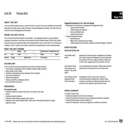 Picture This Scheme Of Work-Year 1/Year 2 