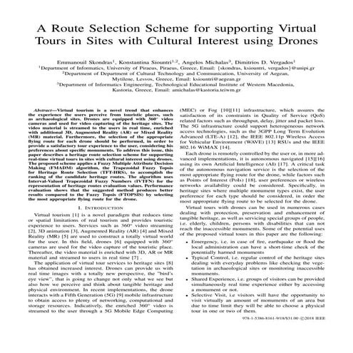 A Route Selection Scheme for supporting Virtual Tours in Sites with Cultural ...
