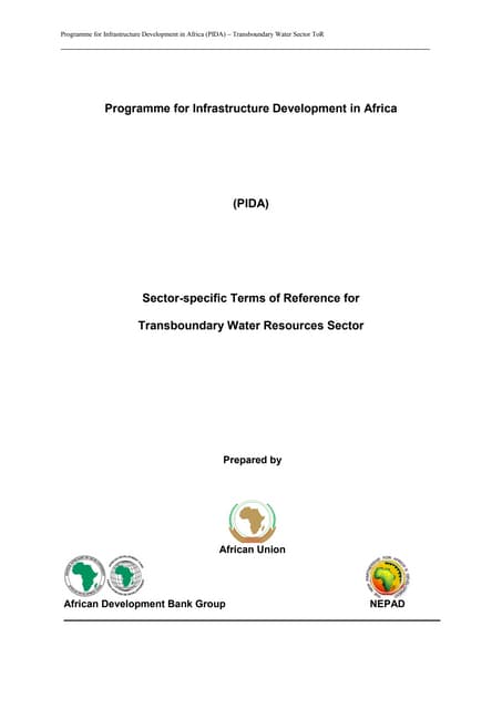 PIDA   sector-specific terms of reference for transboundary water resources sector