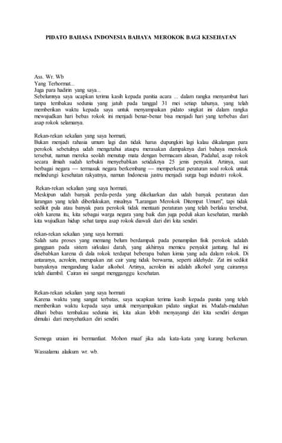 Mengambil Tema Bahaya Rokok Dalam Naskah Pidato Bahasa Inggris Merupa