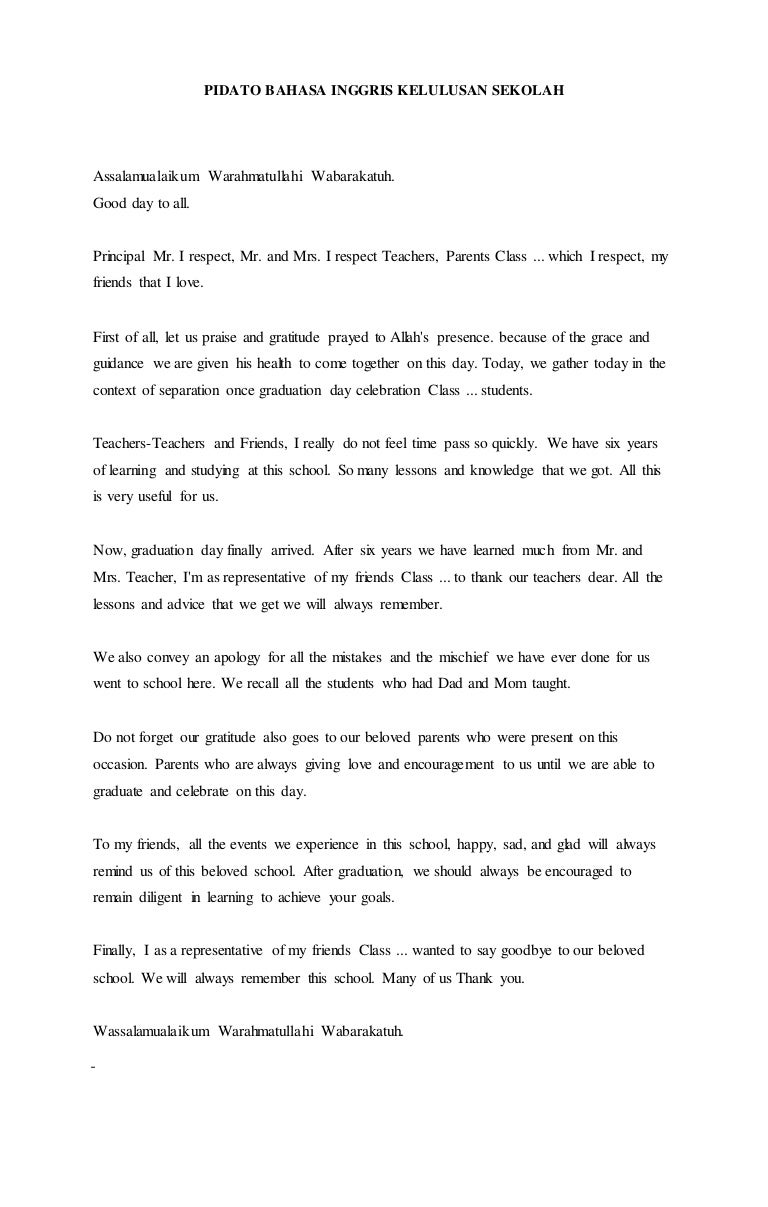 Pidato bahasa inggris kelulusan sekolah 2