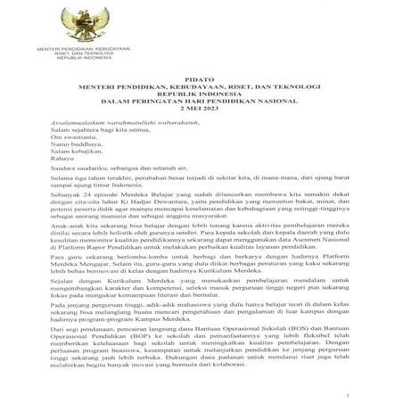pidato hari pendidikan Nasional yang dibuat oleh kementerian pendidikan.pdf