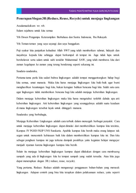 Contoh pidato bahasa indonesia bertema lingkungan hidup
