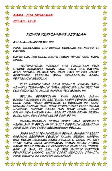 Pidato perpisahan kelas 6