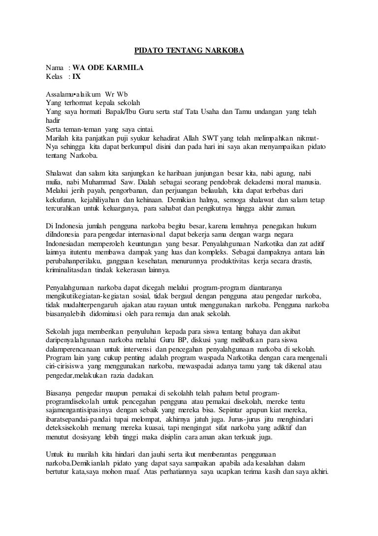 Pidato Tentang Narkoba