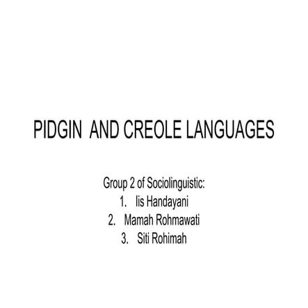 Pidgin and creole languages