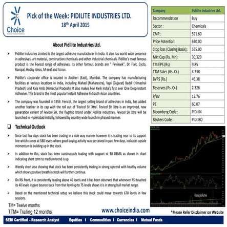 annual report PPT of Pidilite basic level | PPTX