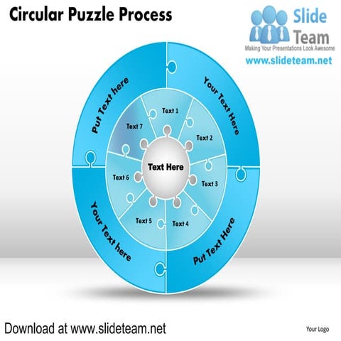 Pie chart circular puzzle with hole in center process powerpoint diagrams and...