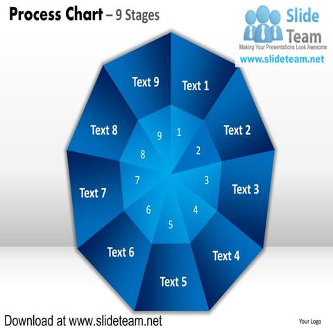Pie chart with center 9 stages powerpoint diagrams and powerpoint ...