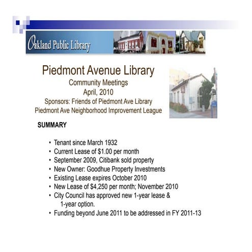 Piedmont Ave. Library Community Meetings